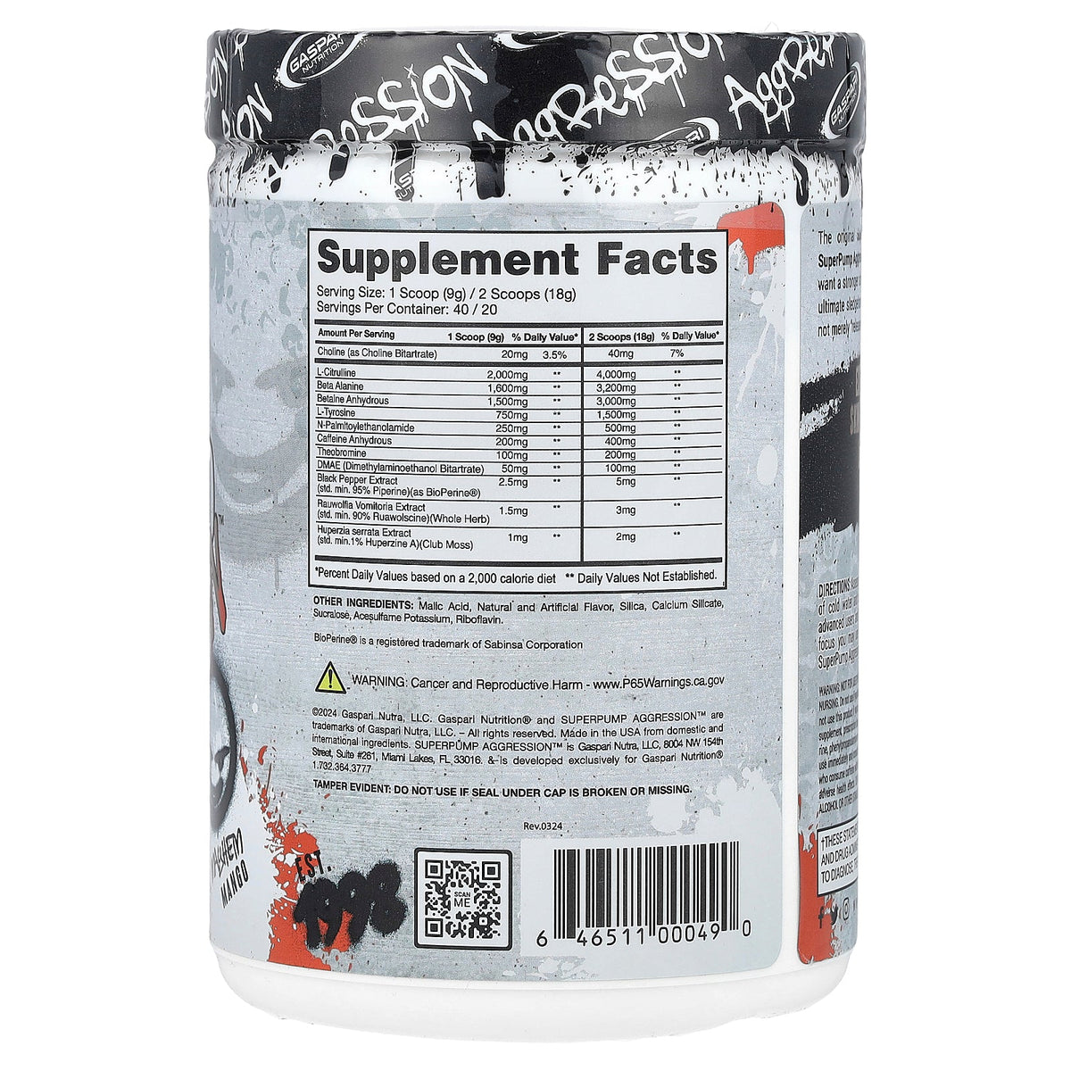 Gaspari Nutrition, SuperPump Aggression™ Pre- Workout, Mayhem Mango, 360 g