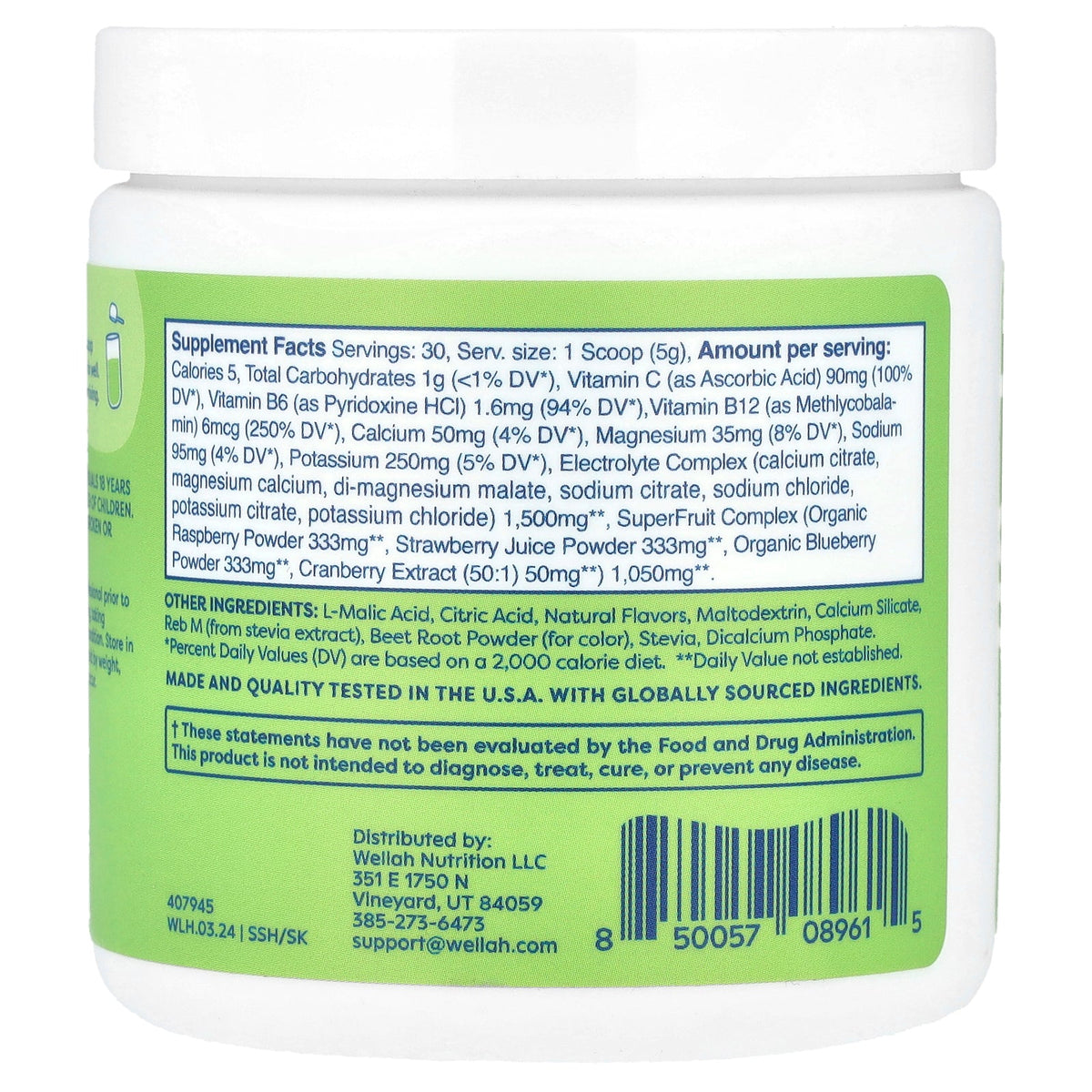 Wellah, Splish Splash Hydration, Strawberry Kiwi, 5.3 oz (147 g)