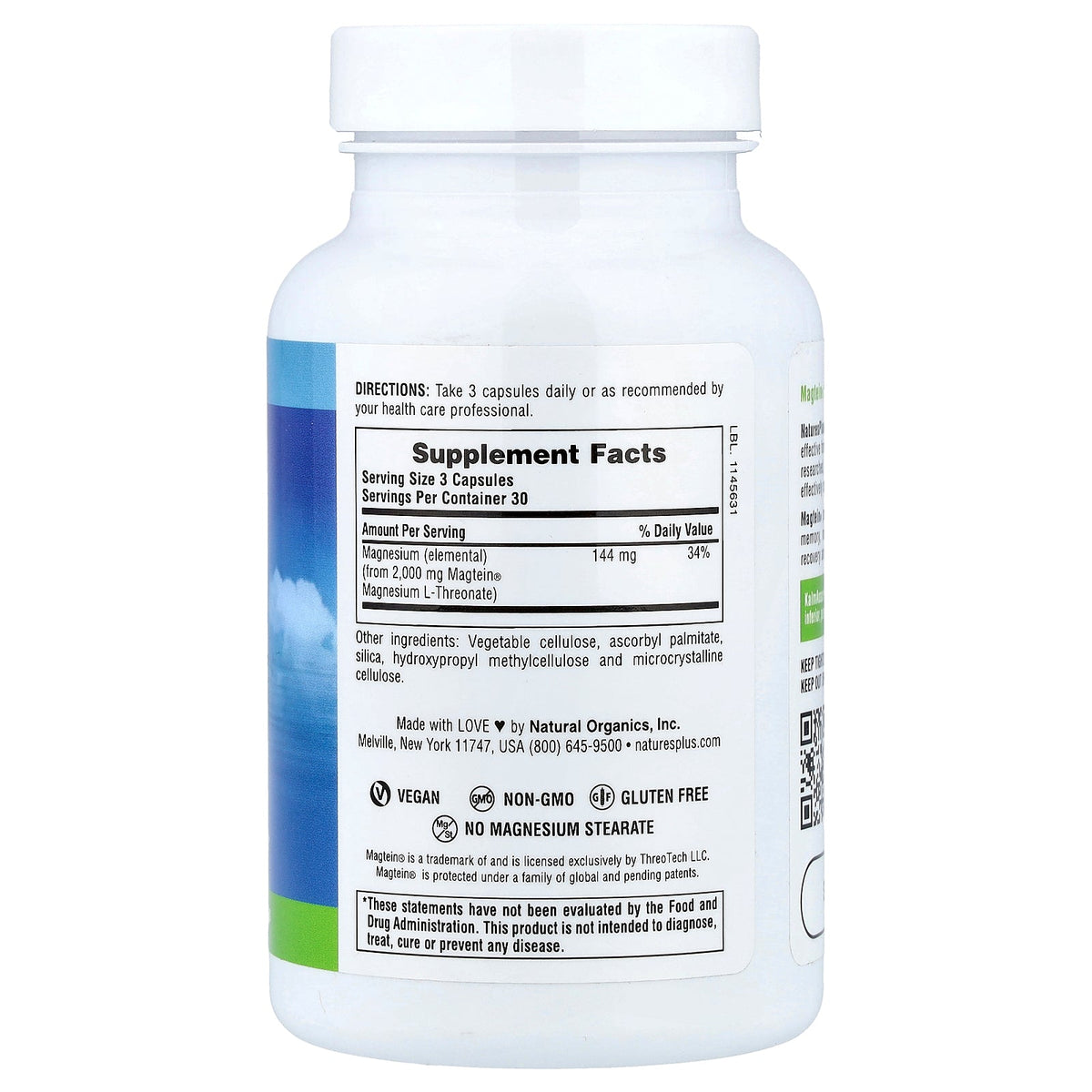 NaturesPlus, KalmAssure®, Magtein®, 90 Capsules