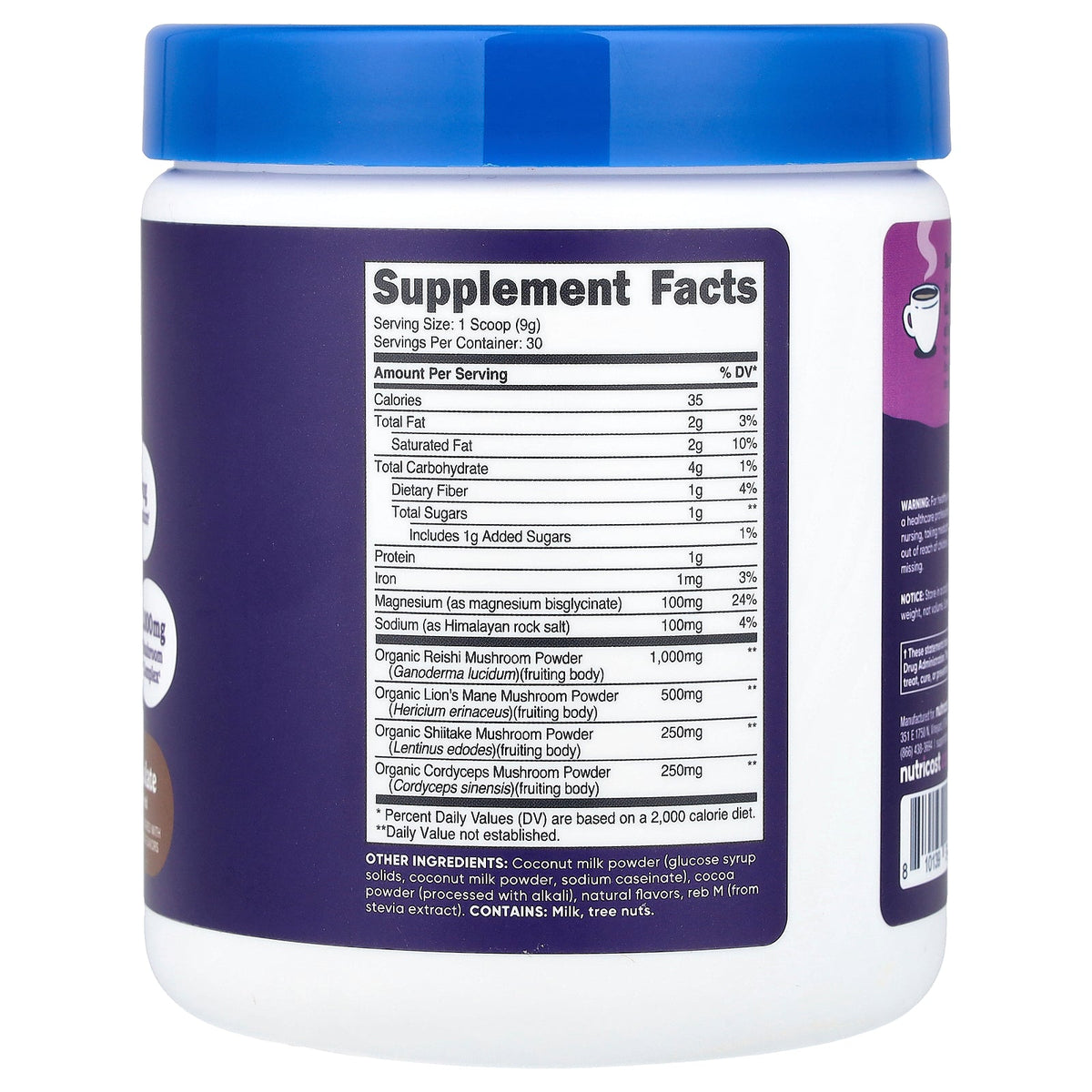 Nutricost, NutriZen™, Unwind, Adaptogenic Mushroom Drink, Chocolate, 9.2 oz (258 g)