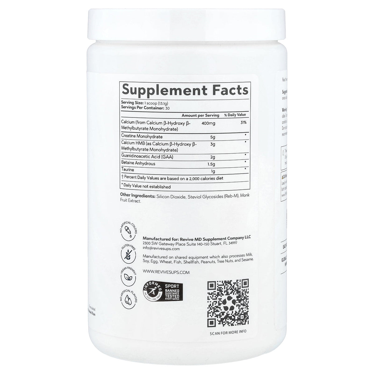 Revive, Creatine + HMB, Unflavored, 13.86 oz (393 g)