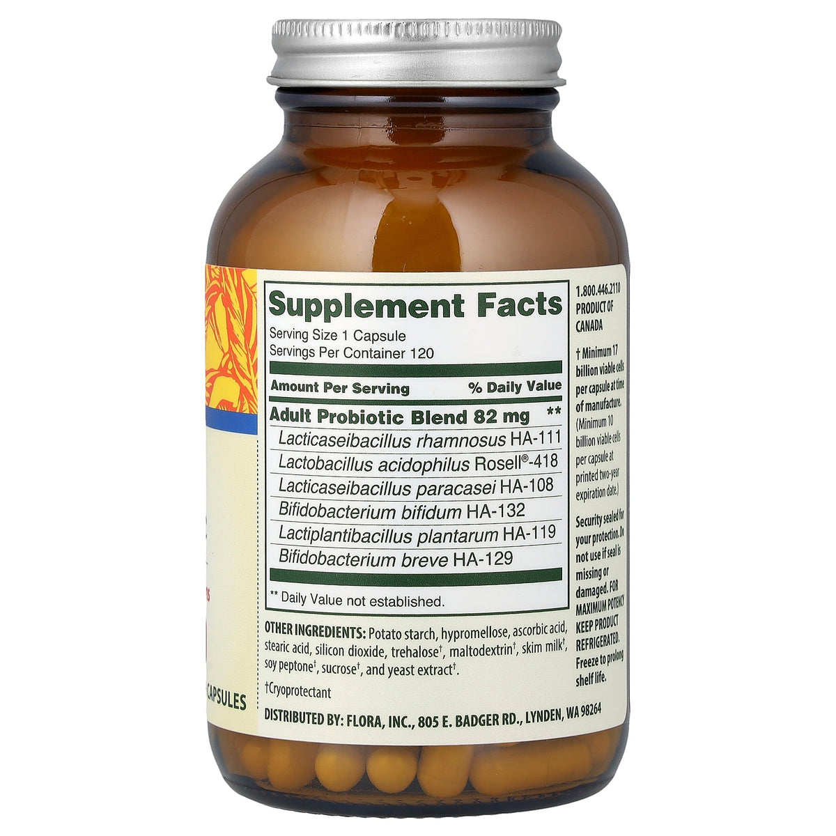 Flora, Adult's Probiotic, 17 Billion Cells, 120 Capsules