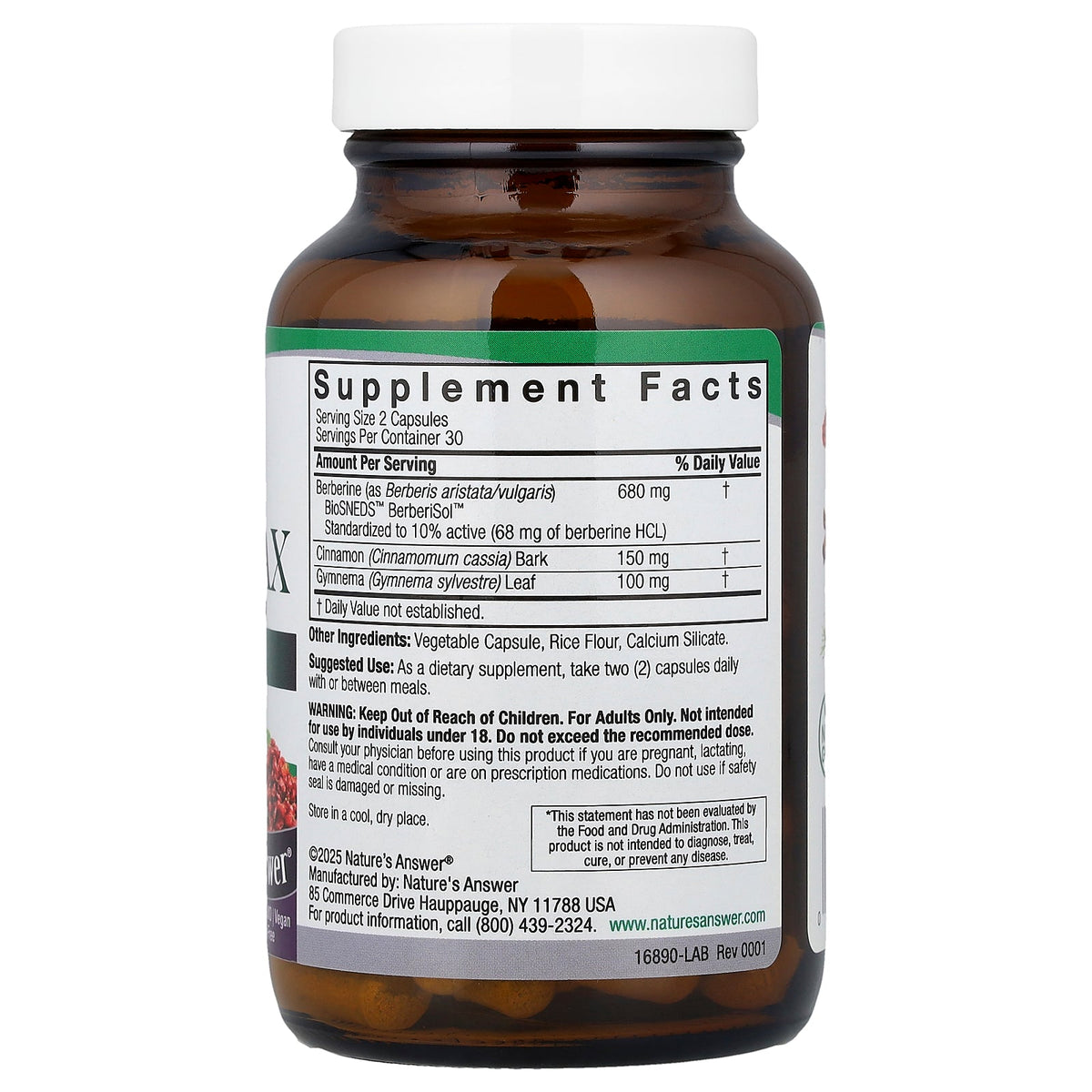 Nature's Answer, BerberineMax with Cinnamon and Gymnema, 60 Vegetarian Capsules