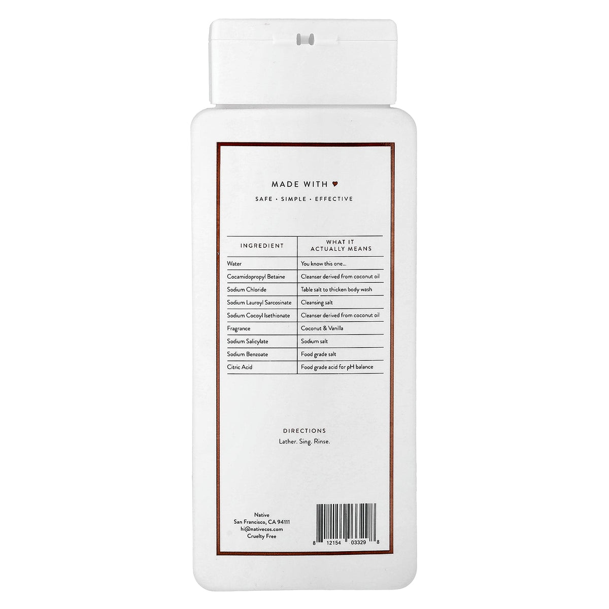 Native, Body Wash, Coconut & Vanilla, 18 fl oz (532 ml)