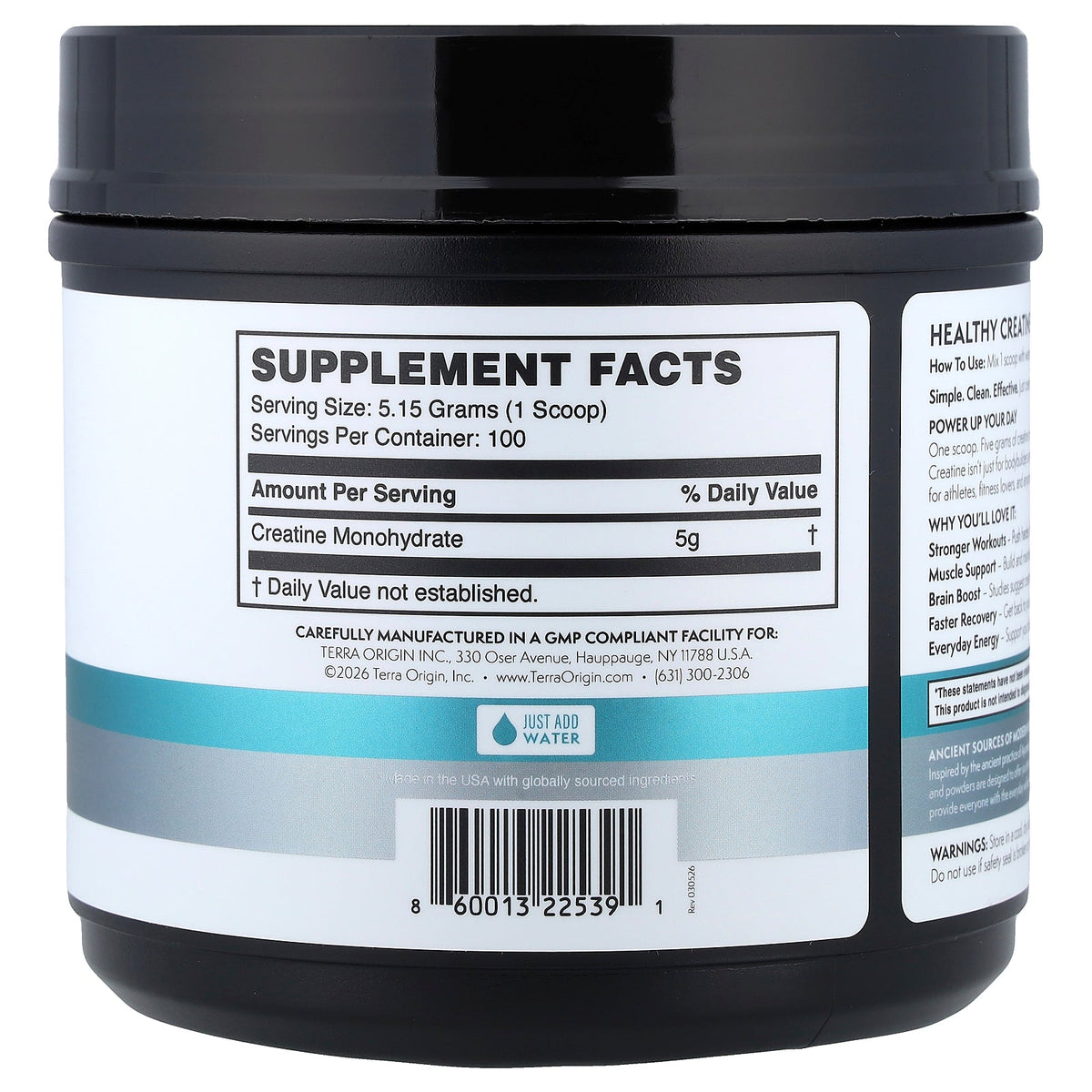 Terra Origin, Healthy Creatine, Unflavored, 18.17 oz (515 g)