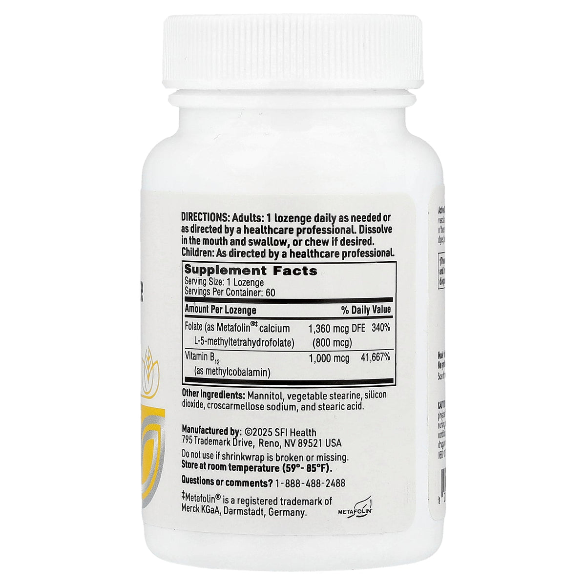 SFI Health, Active B12 Folate, 60 Lozenges