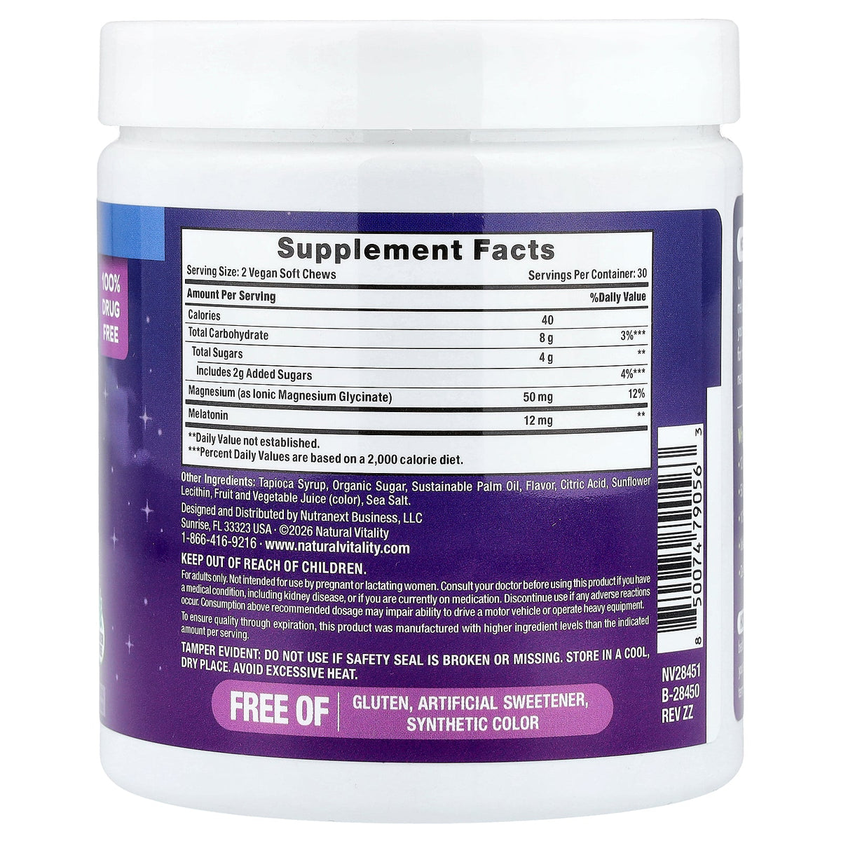 Natural Vitality, Calm Sleep™, Melatonin + Magnesium Chews, Nighttime Berry, 60 Soft Chews