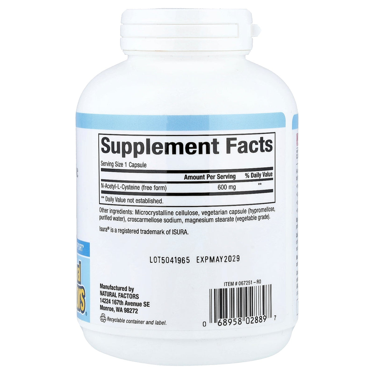 Natural Factors, NAC, 600 mg, 180 Vegetarian Capsules