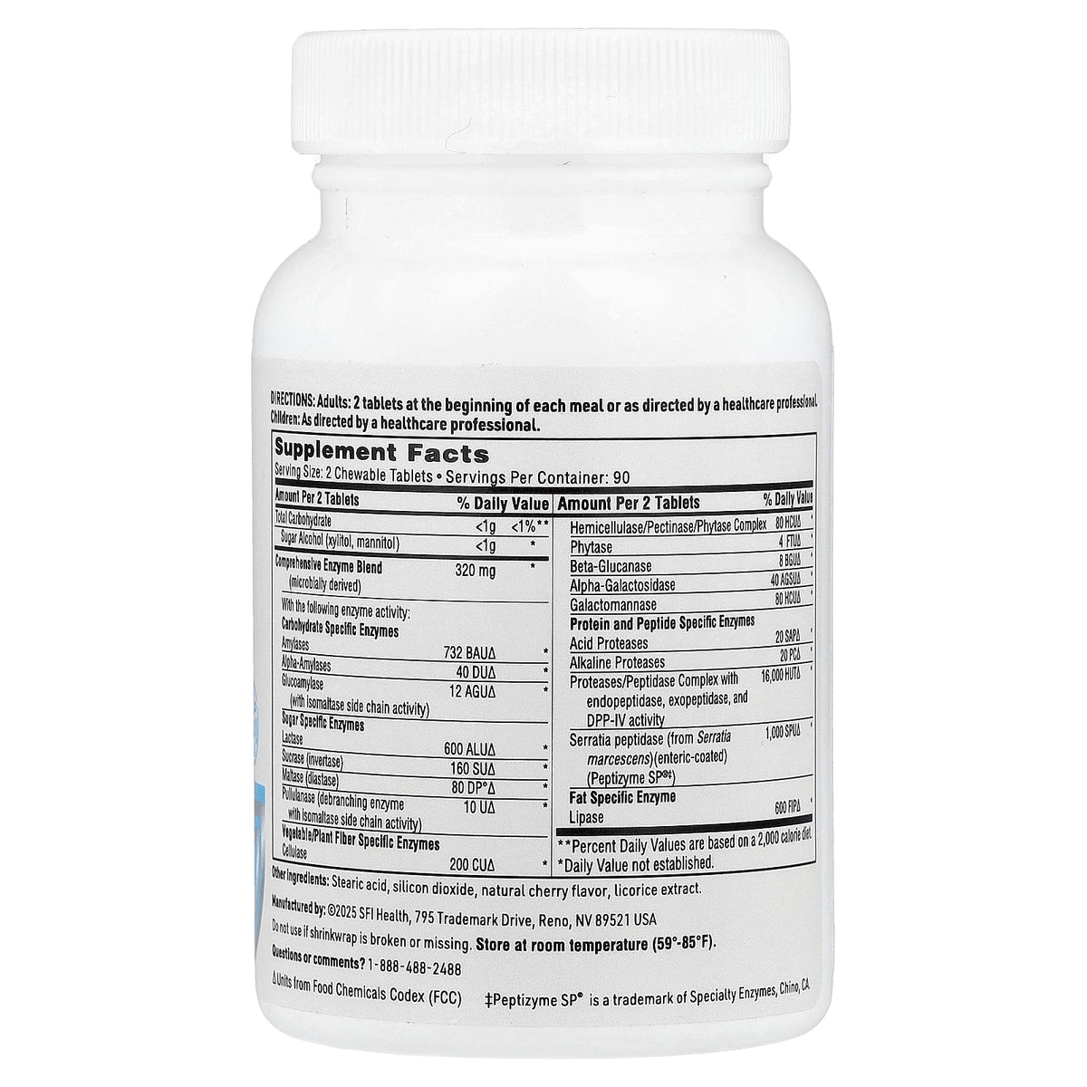 SFI Health, Ther-Biotic® Vital Zymes™, Natural Cherry, 180 Chewable Tablets