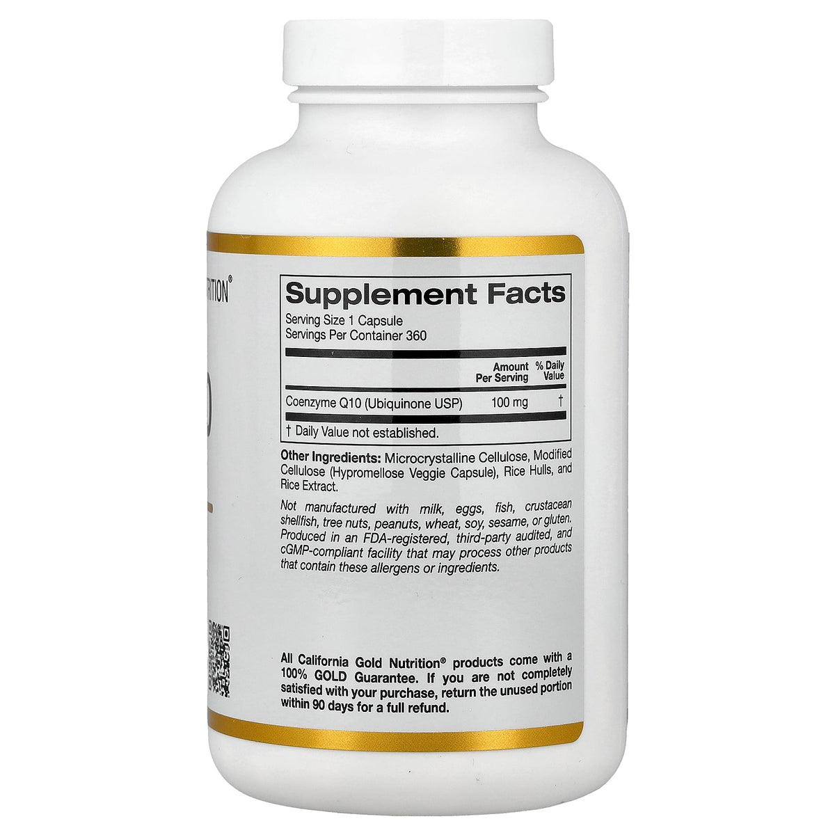 California Gold Nutrition, CoQ10, USP Grade Ubiquinone, 100 mg, 360 Veggie Capsules