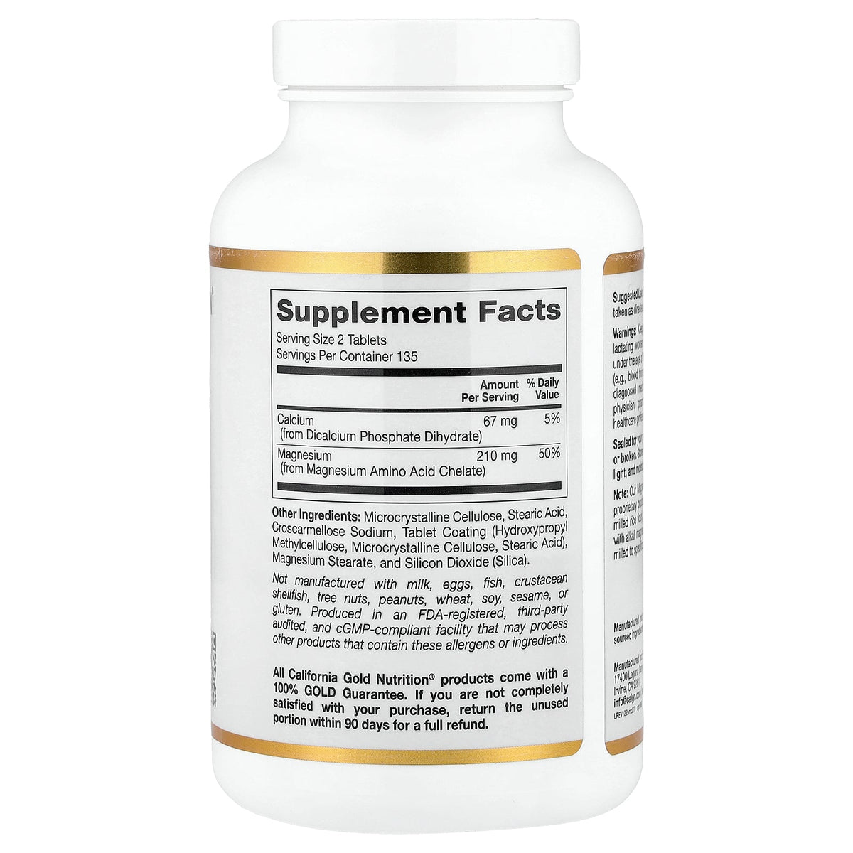 California Gold Nutrition, Magnesium Chelate with Calcium, 270 Tablets