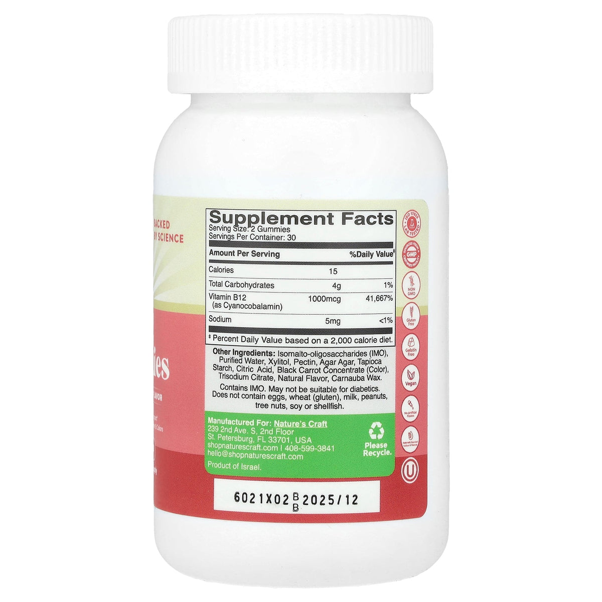 Nature's Craft, B12 Gummies, Strawberry, 60 Gummies