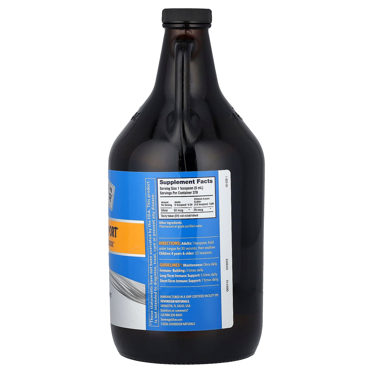 Sovereign Silver, Bio-Active Silver Hydrosol™, 64 fl oz (1,892 ml)