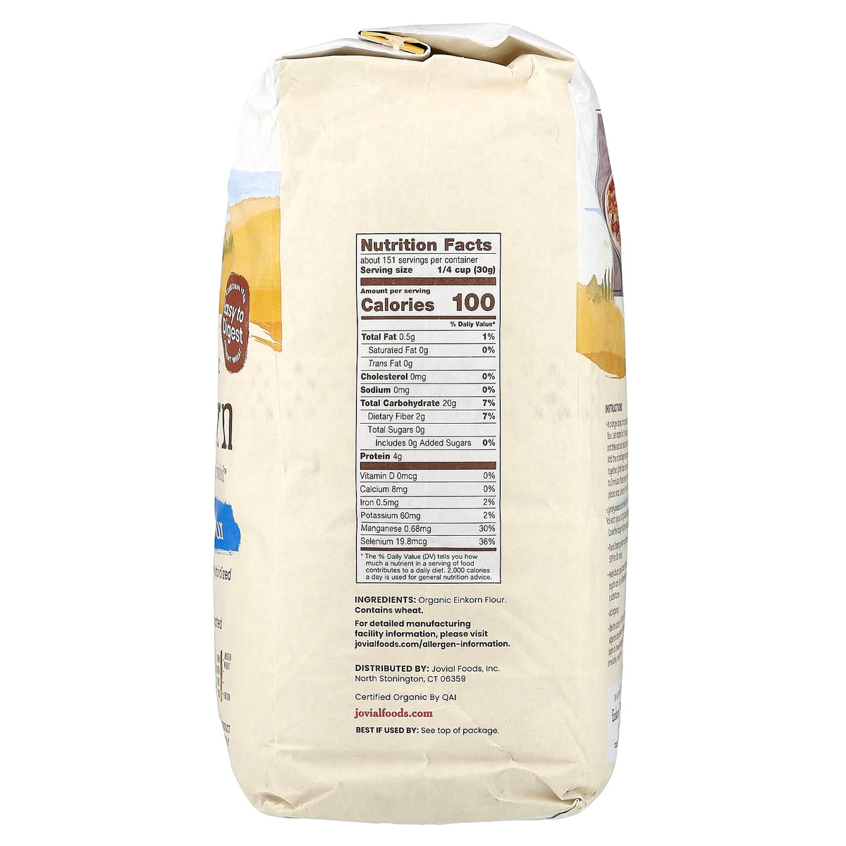 Jovial, Organic Einkorn All-Purpose Flour, 160 oz (4.54 kg)