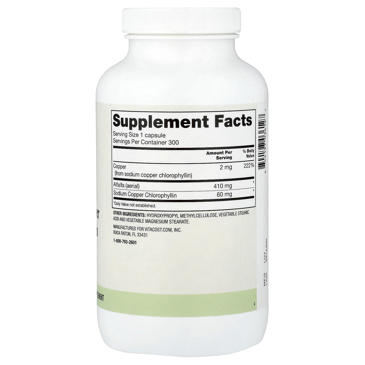 Vitacost, Everyday, Alfalfa and Sodium Copper Chlorophyllin, 300 Capsules