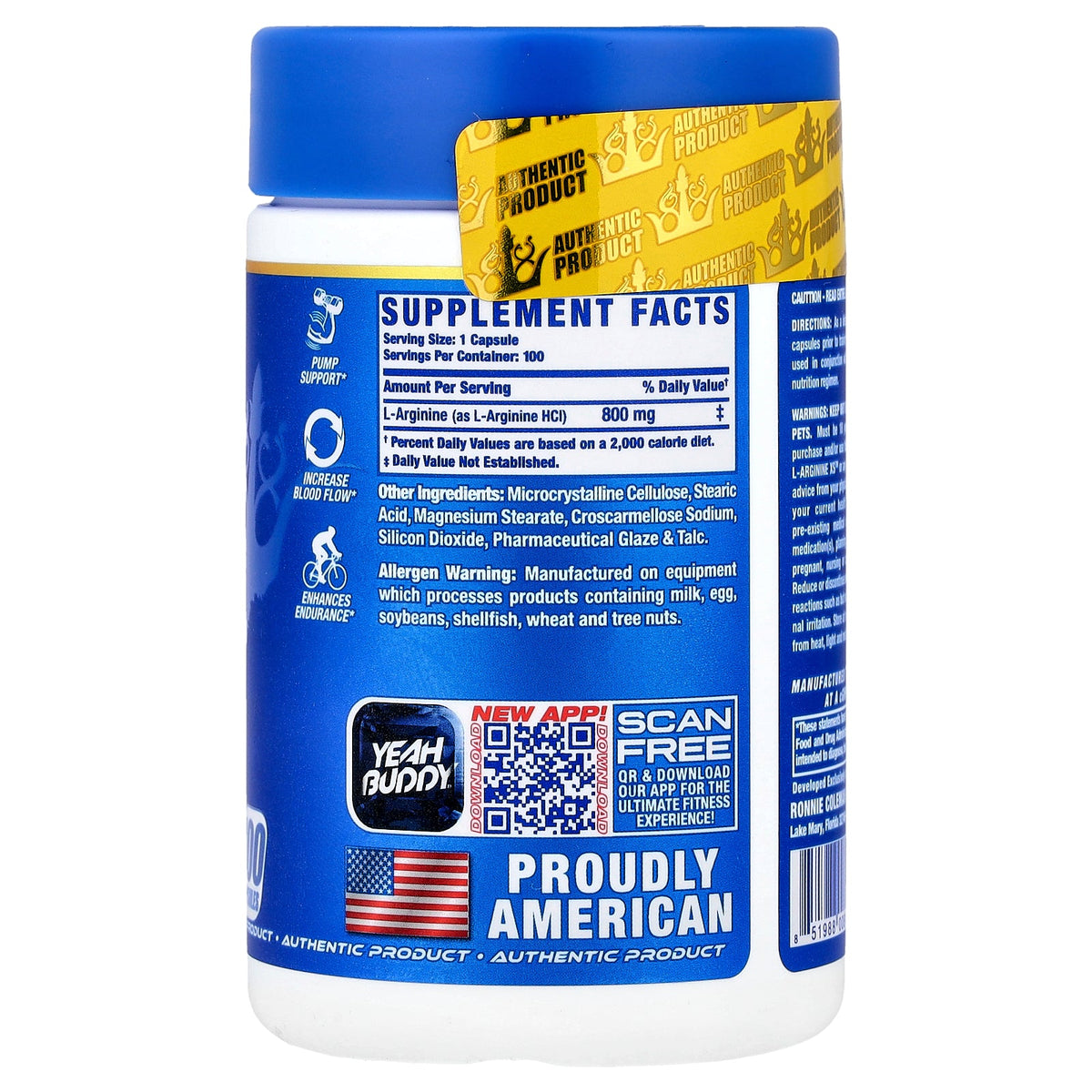 Ronnie Coleman, Vital Edition, L-Arginine XS™, 100 Capsules (800 mg per Capsule)