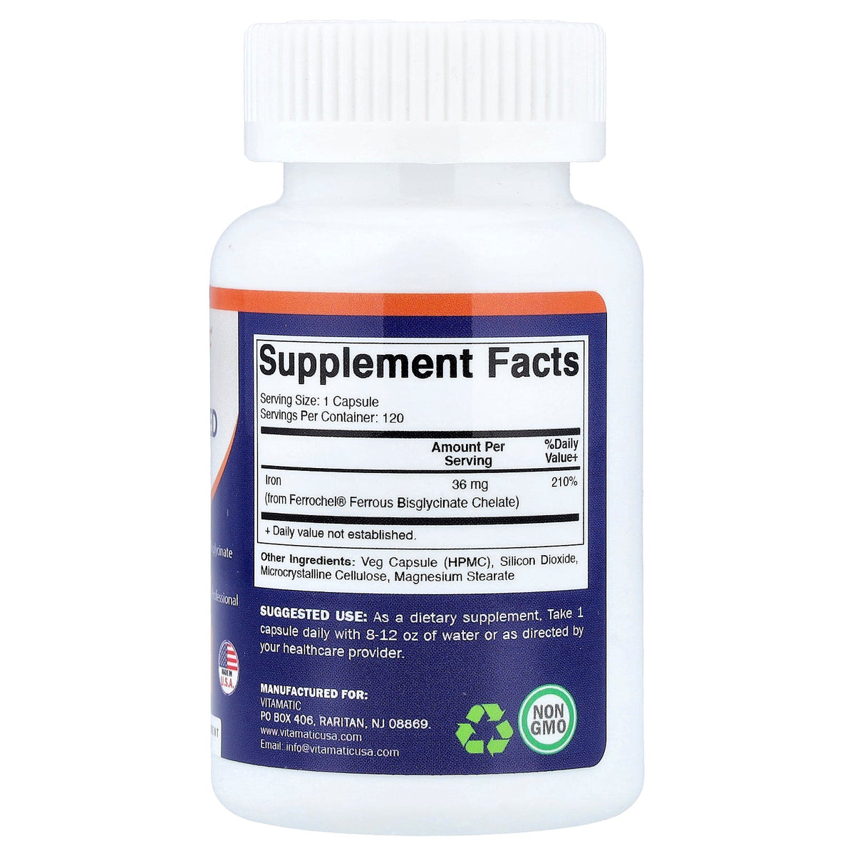 Vitamatic, Iron Chelated, 36 mg, 120 Capsules