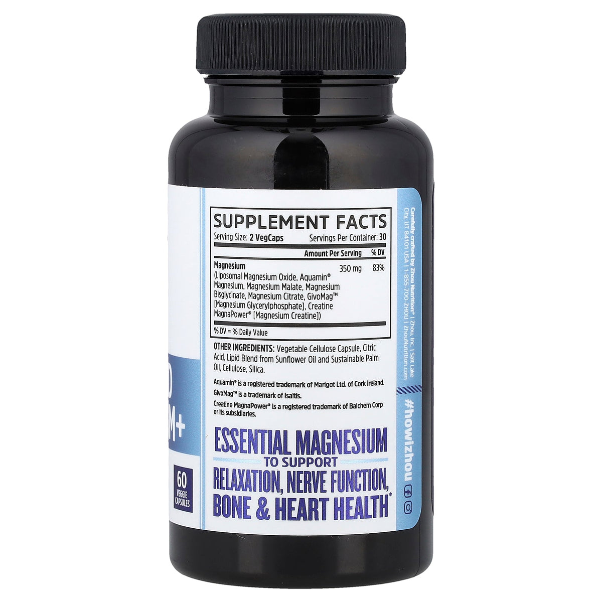 Zhou Nutrition, Advanced Magnesium+, 60 Veggie Capsules
