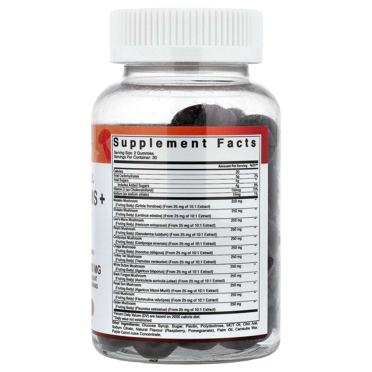 Vitamatic, 12 Powerful Mushrooms + Vitamin D3, Natural Raspberry & Pomegranate, 60 Gummies