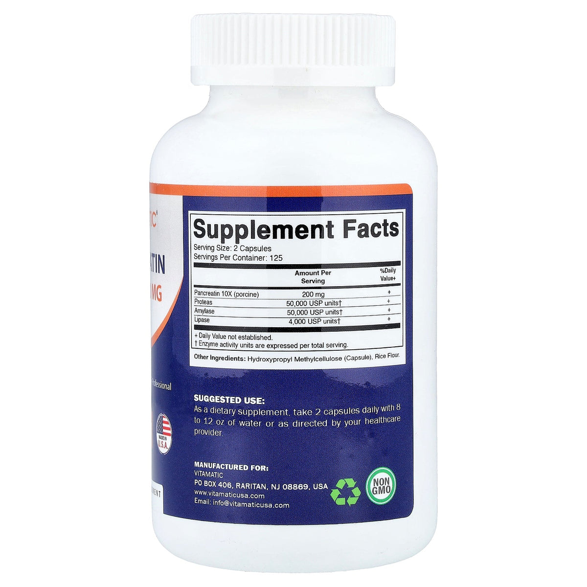 Vitamatic, Pancreatin, 250 Capsules