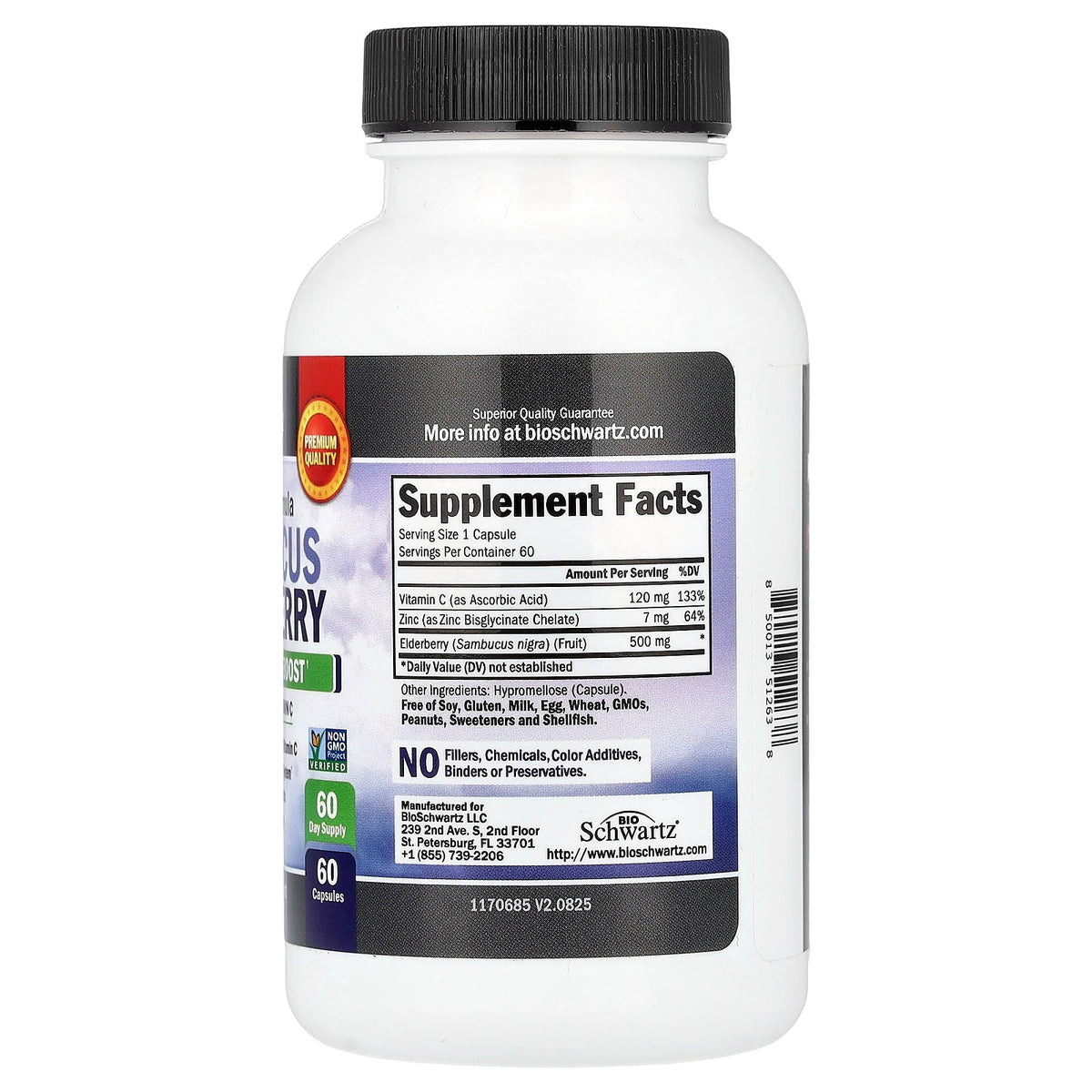 BioSchwartz, Sambucus Elderberry with Zinc & Vitamin C, 60 Capsules