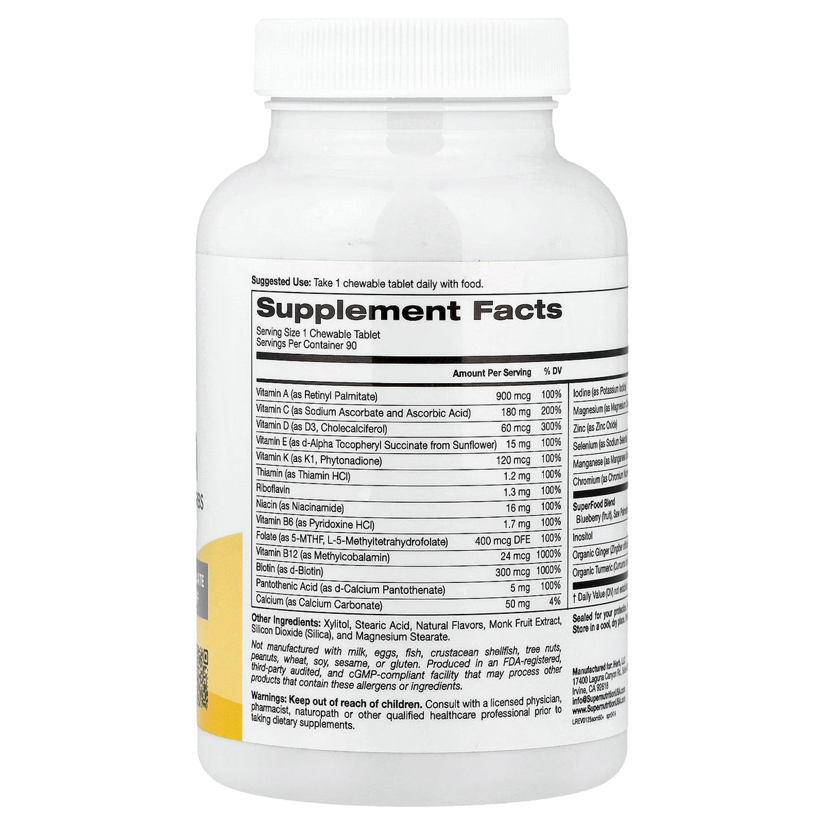 Super Nutrition, SimplyOne® Chewable 50+ Men Multivitamin + Supporting Herbs, Mixed Berry, 90 Chewable Tablets
