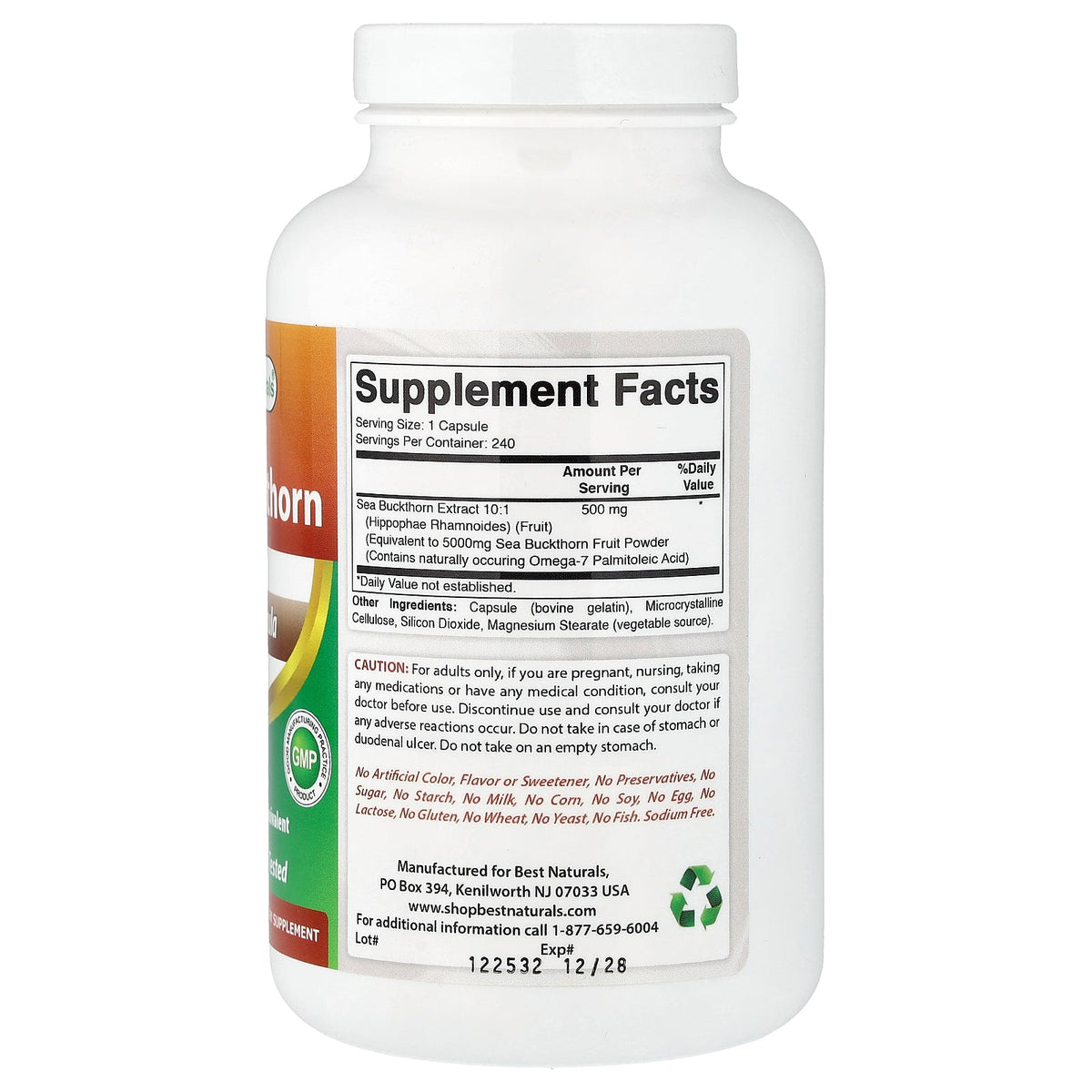 Best Naturals, Sea Buckthorn, 240 Capsules (500 mg per Capsule)