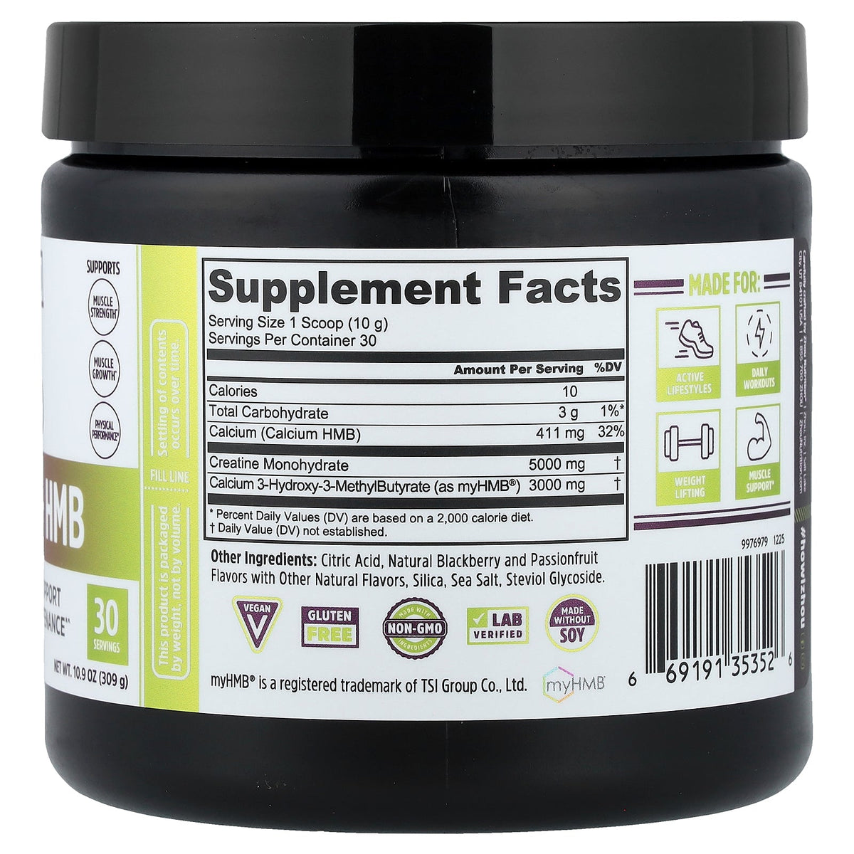 Zhou Nutrition, Creatine + HMB, Blackberry Passionfruit, 10.9 oz (309 g)