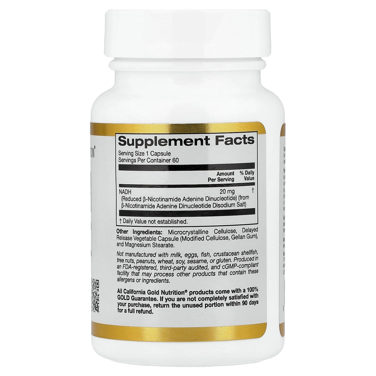 California Gold Nutrition, NADH, 20 mg, 60 Veggie Capsules