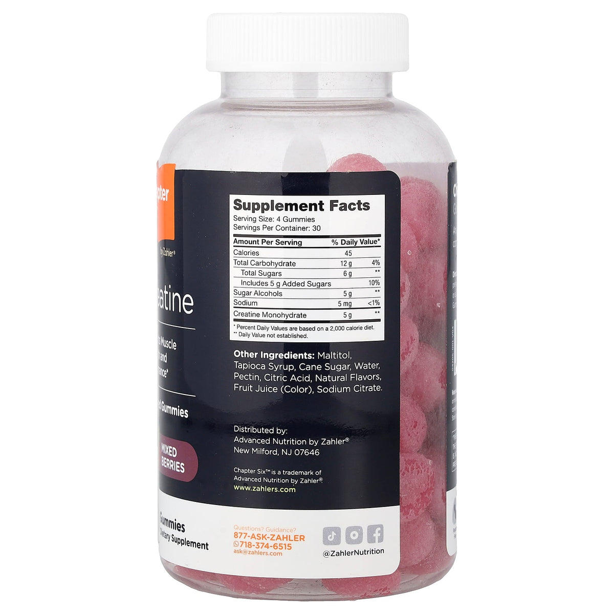 Zahler, Chapter Six™, Creatine Gummies, Mixed Berries, 120 Gummies (1.25 g per Gummy)