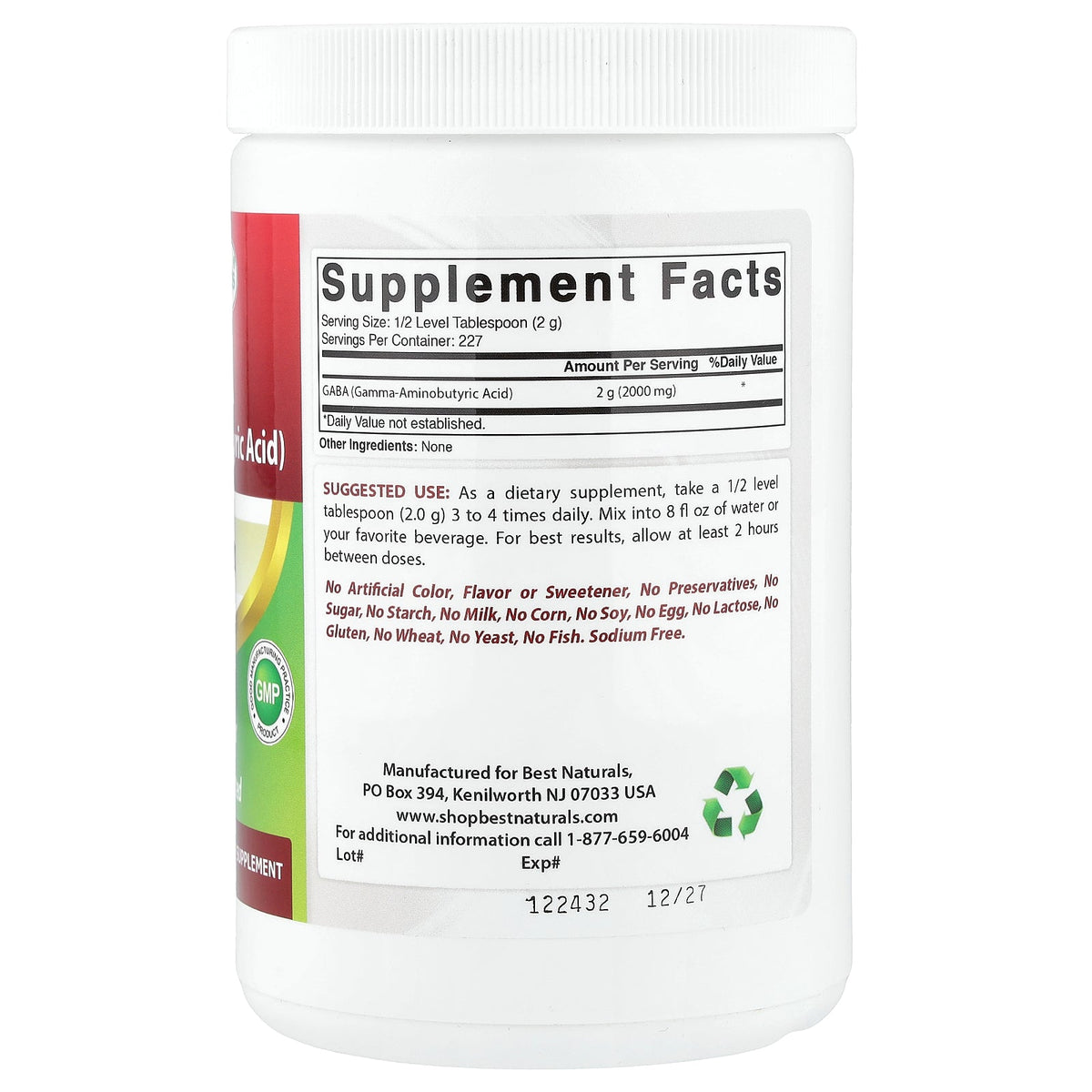 Best Naturals, GABA, 1 lb (454 g)