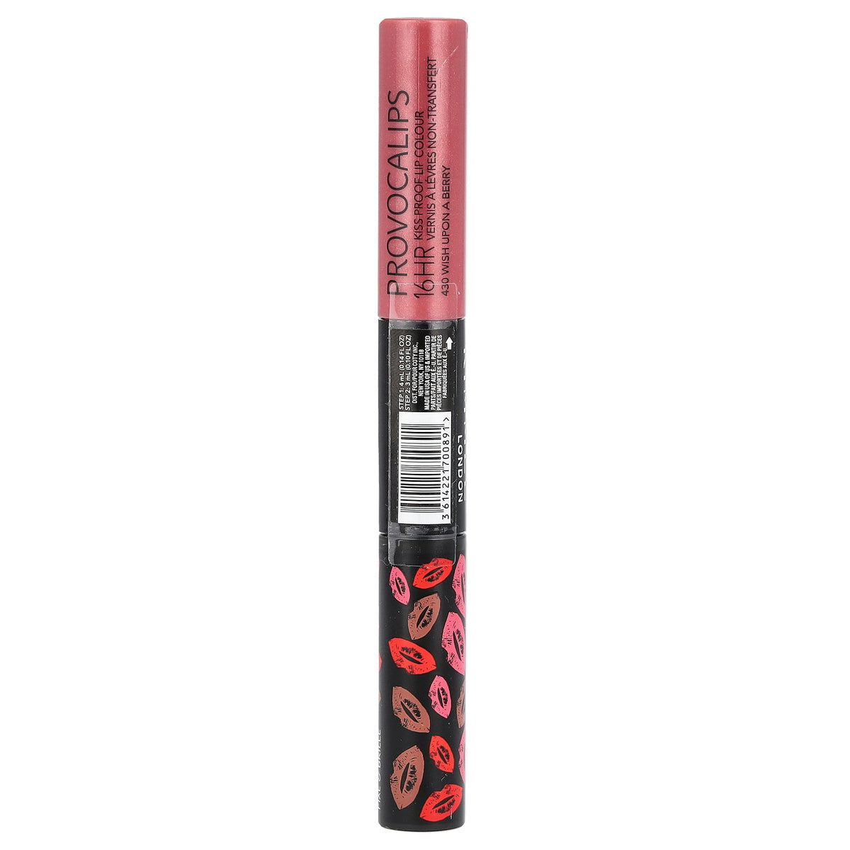 Rimmel London, Provocalips, 16HR Kiss Proof Lip Color, 430 Wish Upon a Berry, 0.14 fl oz (4 ml) / 0.1 fl oz (3 ml)