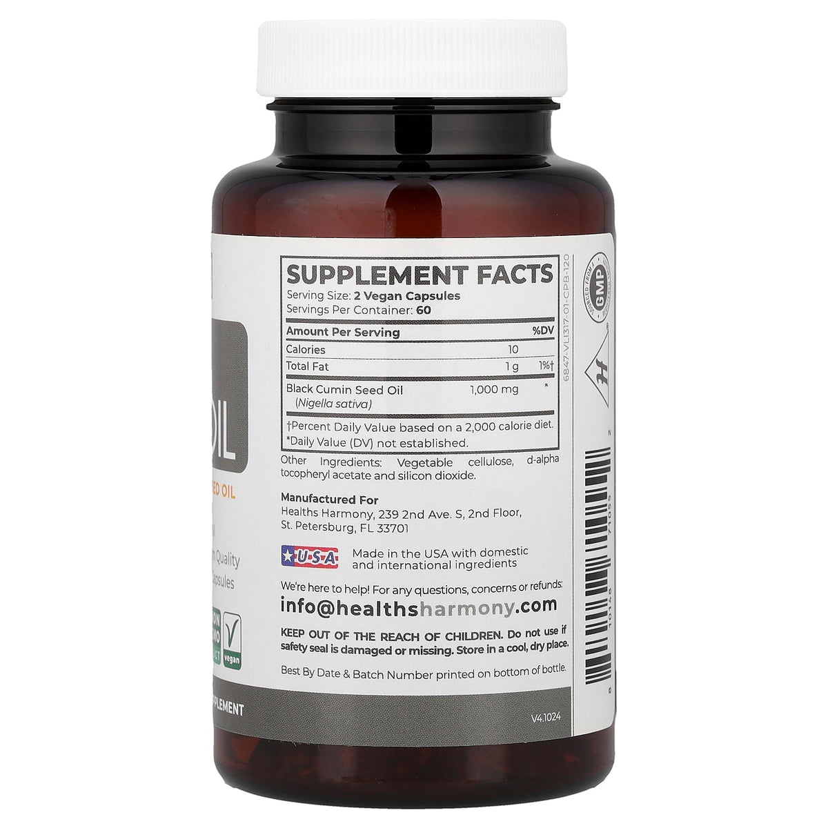 Healths Harmony, Black Seed Oil, 120 Capsules (500 mg per Capsule)