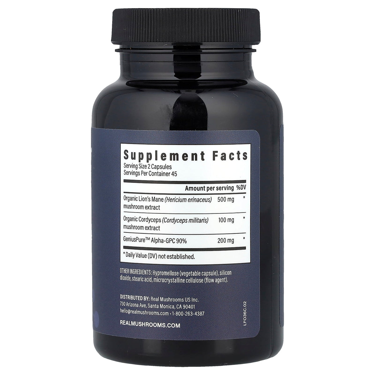 Real Mushrooms, Focus, Lions Mane with Cordyceps and Alpha-GPC, 90 Capsules