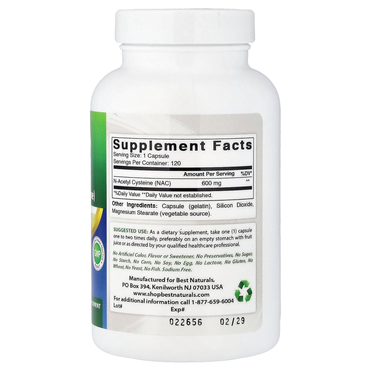 Best Naturals, NAC, 600 mg, 120 Capsules