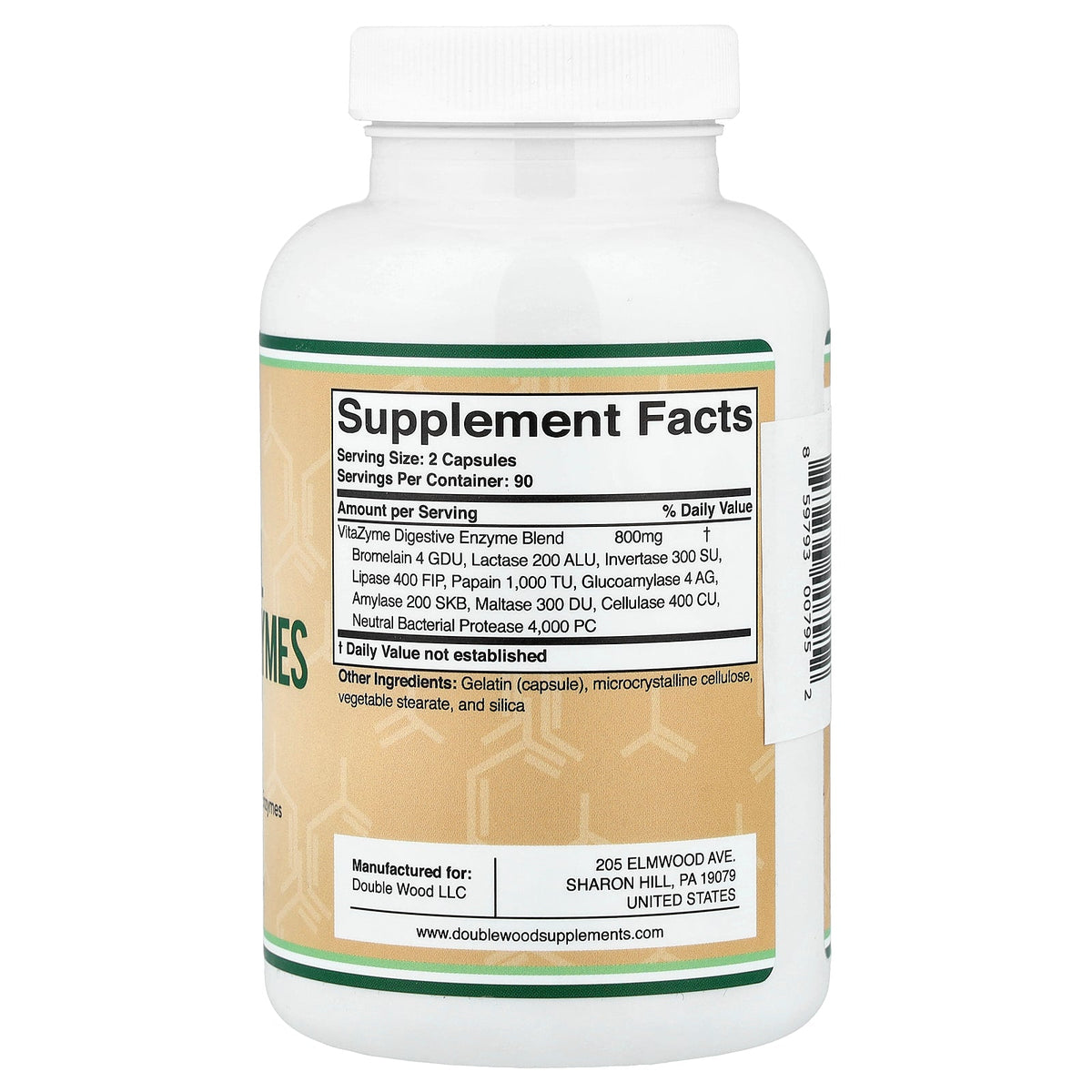 Double Wood Supplements, Essential Digestive Enzymes, 180 Capsules