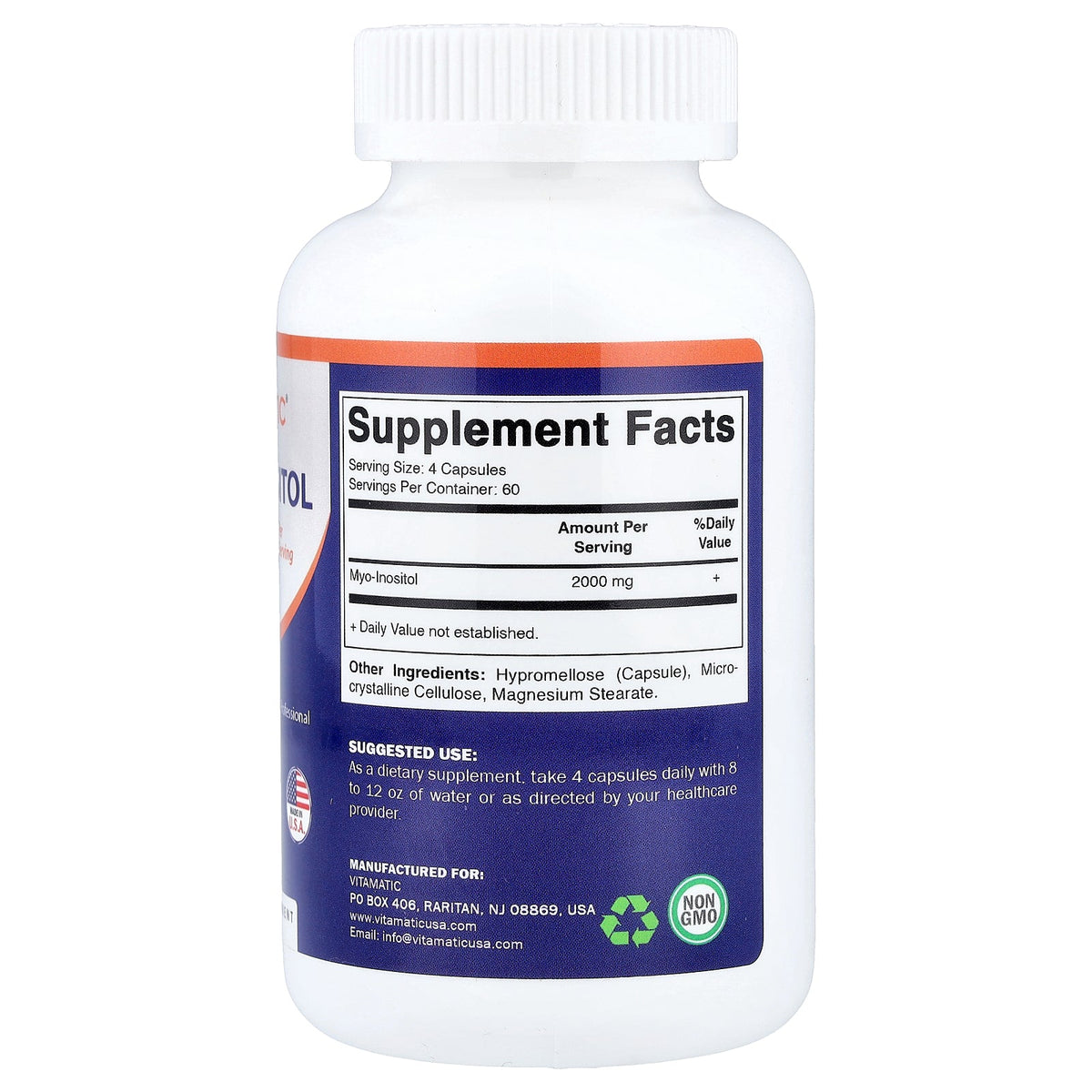 Vitamatic, Myo-Inositol, 240 Vegetable Capsules (500 mg per Capsule)