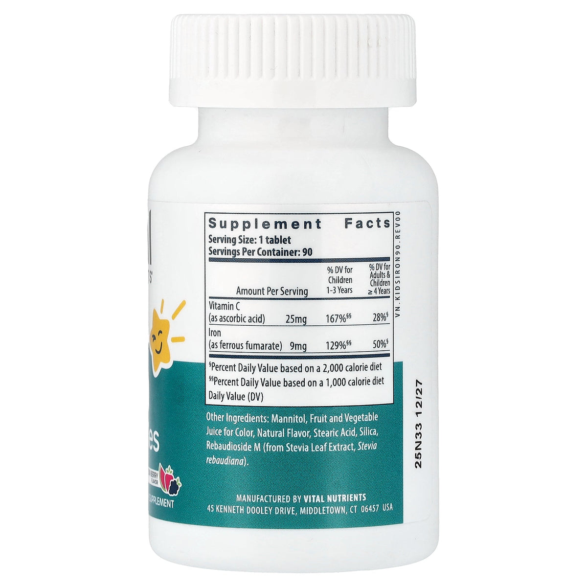 Vital Nutrients, Kids, Iron Invincibles, Melon Berry, 90 Meltable Tablets