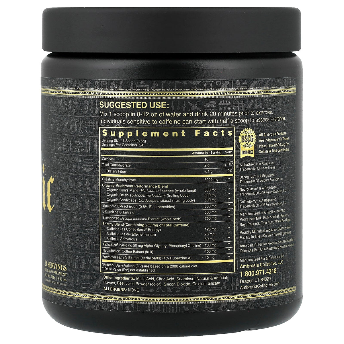 Ambrosia Collective, Kinetic™, Mushroom Enhanced Pre-Workout, Watermelon Candy, 0.45 lbs (204 g)