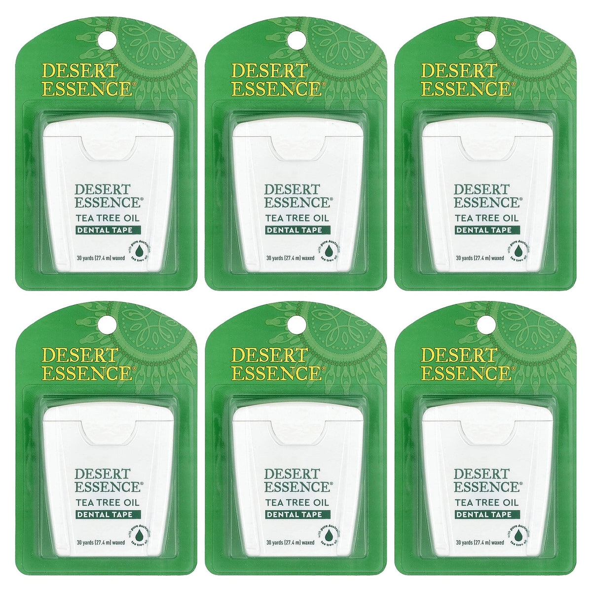 Desert Essence, Dental Tape, Waxed, Tea Tree Oil, 6 Count, 30 yds (27.4 m)