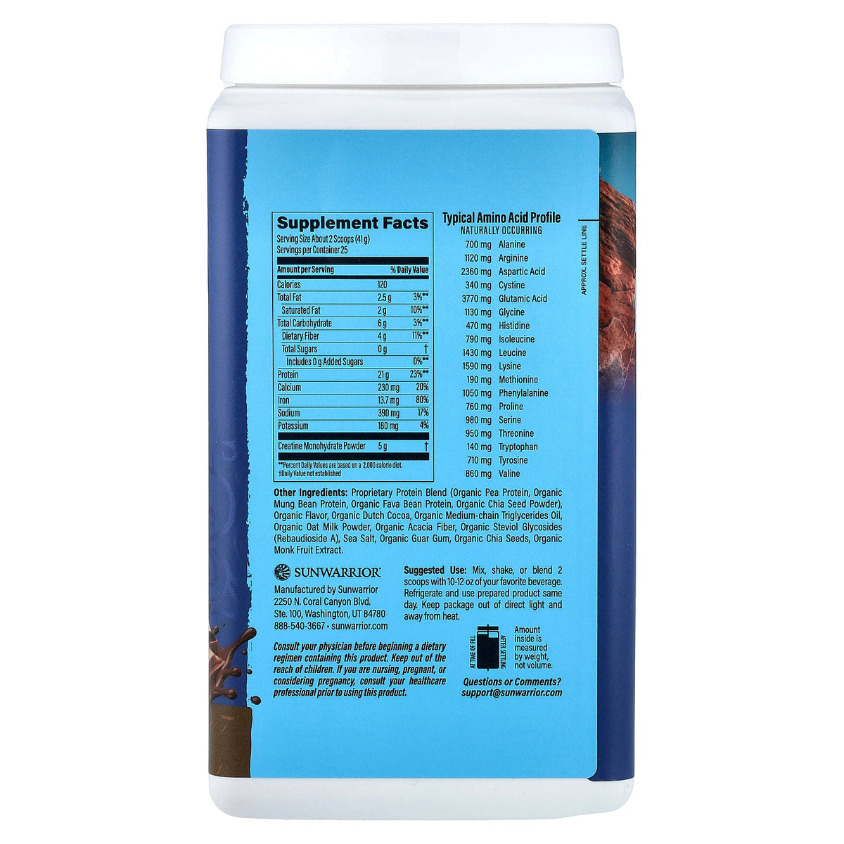 Sunwarrior, Protein + Creatine, Chocolate, 2.26 lb (1.025 kg)