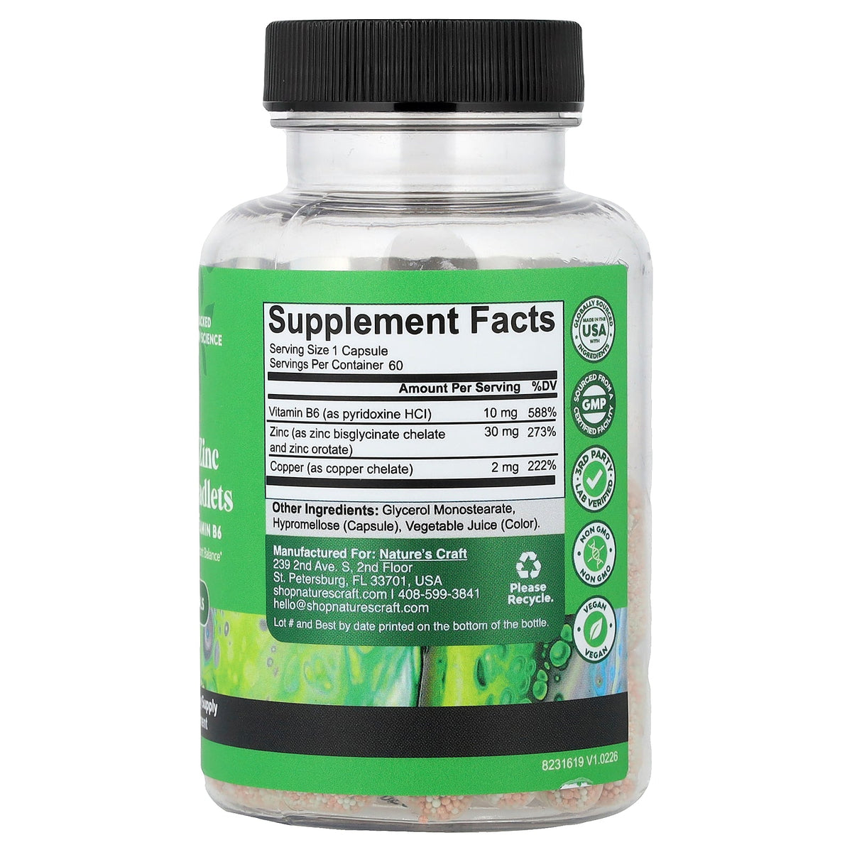 Nature's Craft, Advanced Zinc Complex Beadlets with Copper & Vitamin B6, 60 Capsules