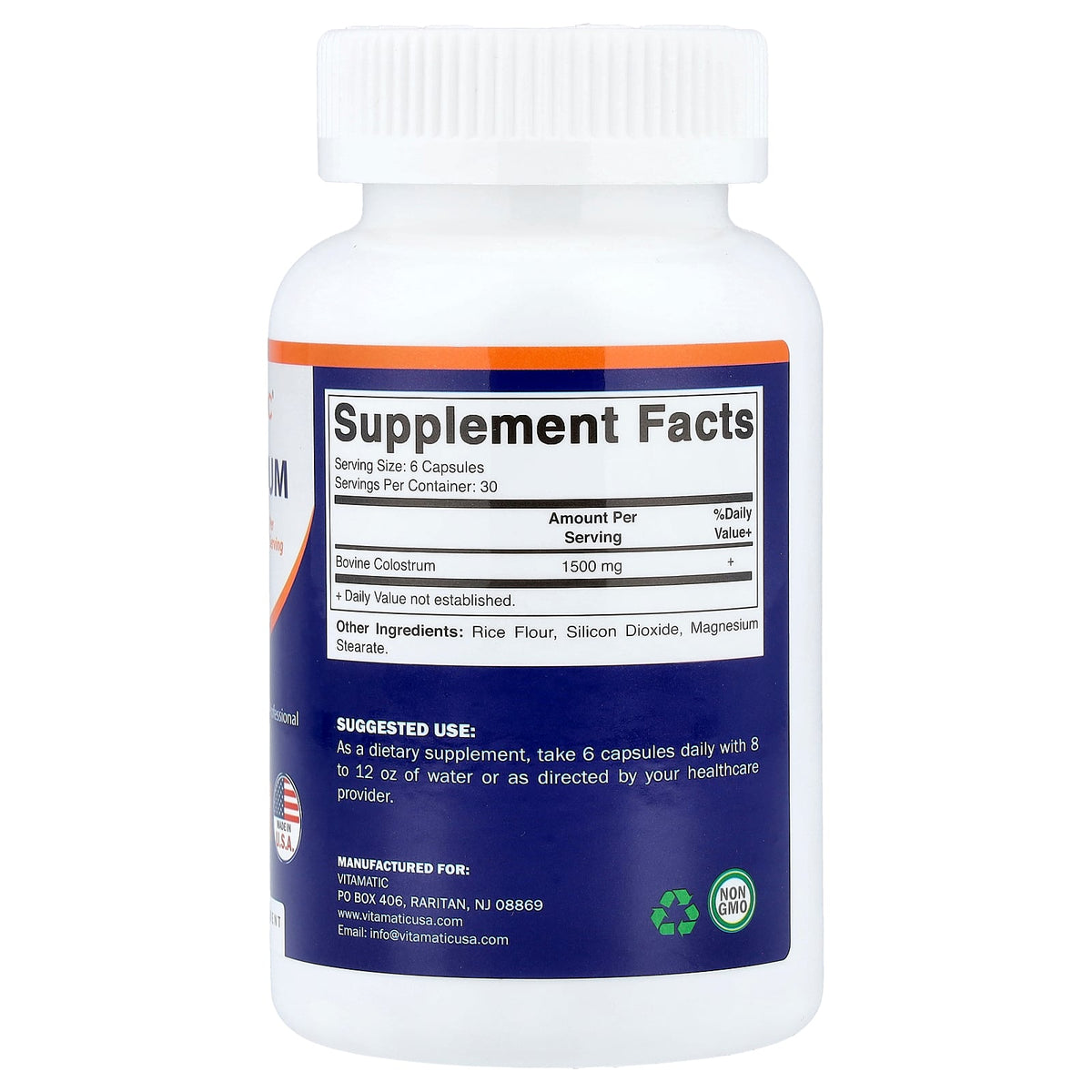Vitamatic, Colostrum, 180 Vegetarian Capsules (250 mg per Capsule)