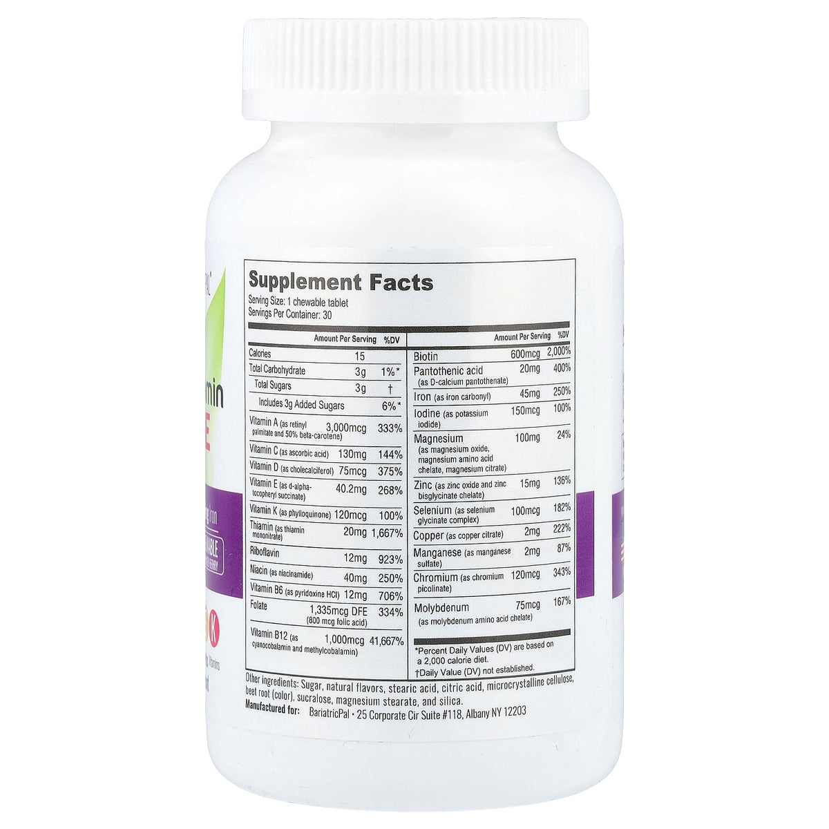 BariatricPal, Multivitamin One, Mixed Berry, 30 Chewable Tablets