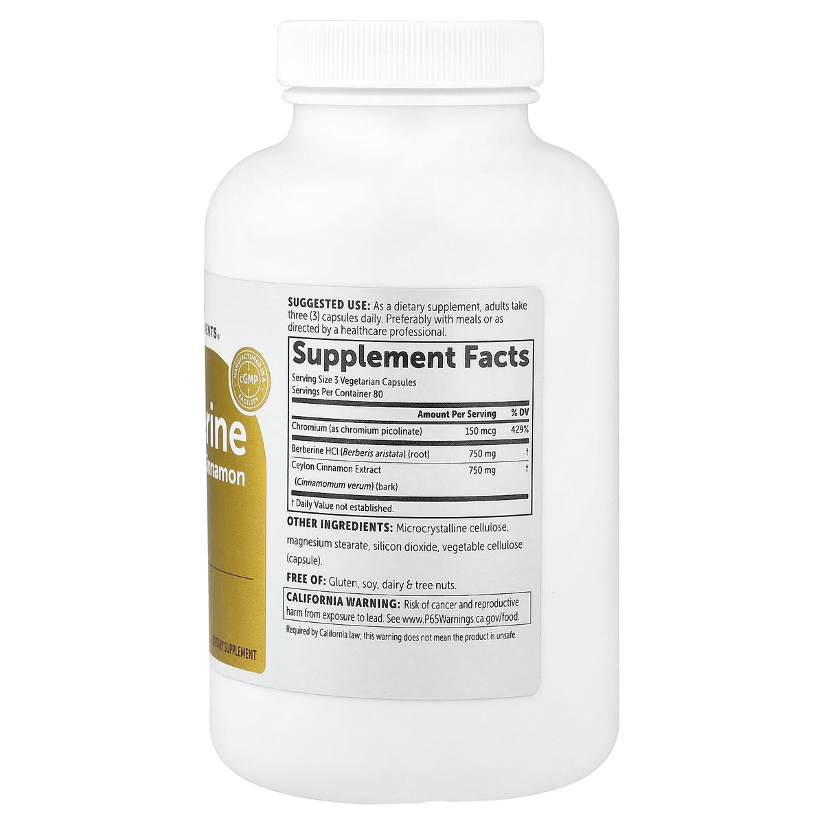 Micro Ingredients, Berberine with Ceylon Cinnamon, 240 Vegetarian Capsules