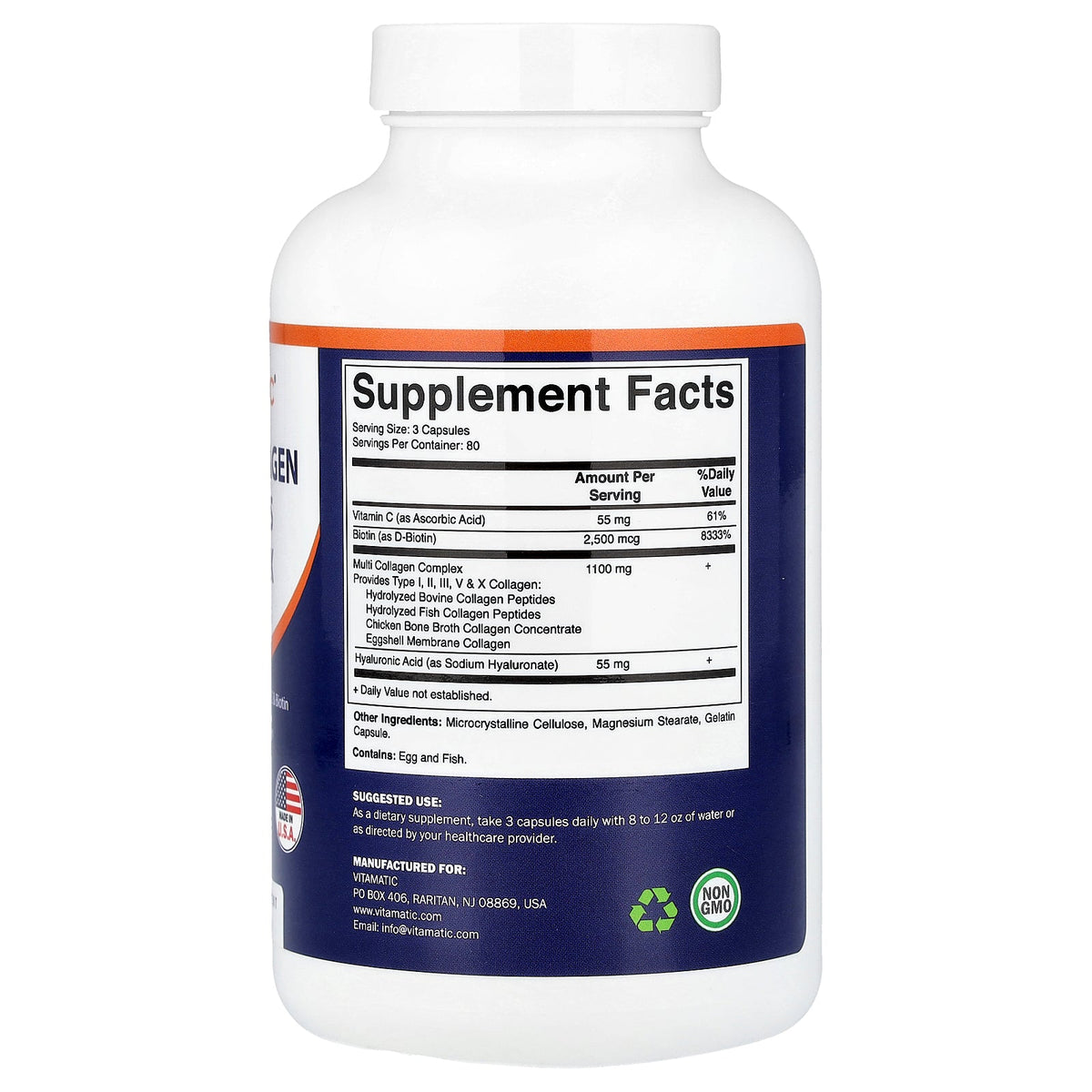 Vitamatic, Multi Collagen Peptides Complex, 240 Capsules
