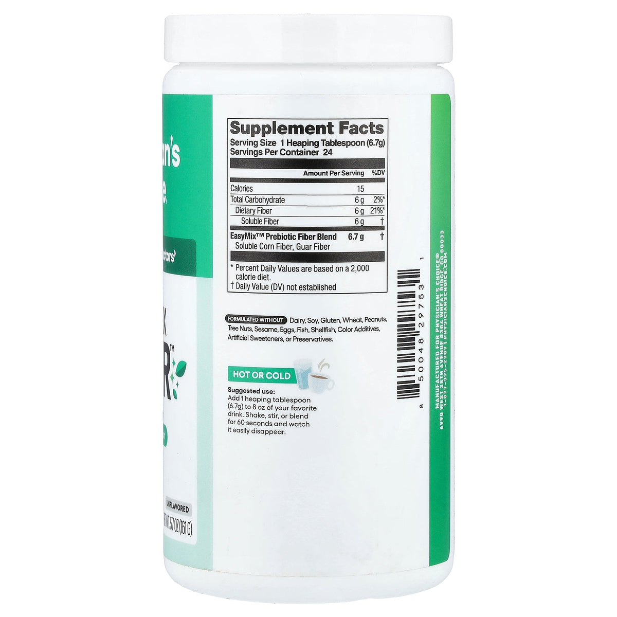 Physician's Choice, Easy Mix Fiber™, Unflavored, 5.7 oz (161 g)