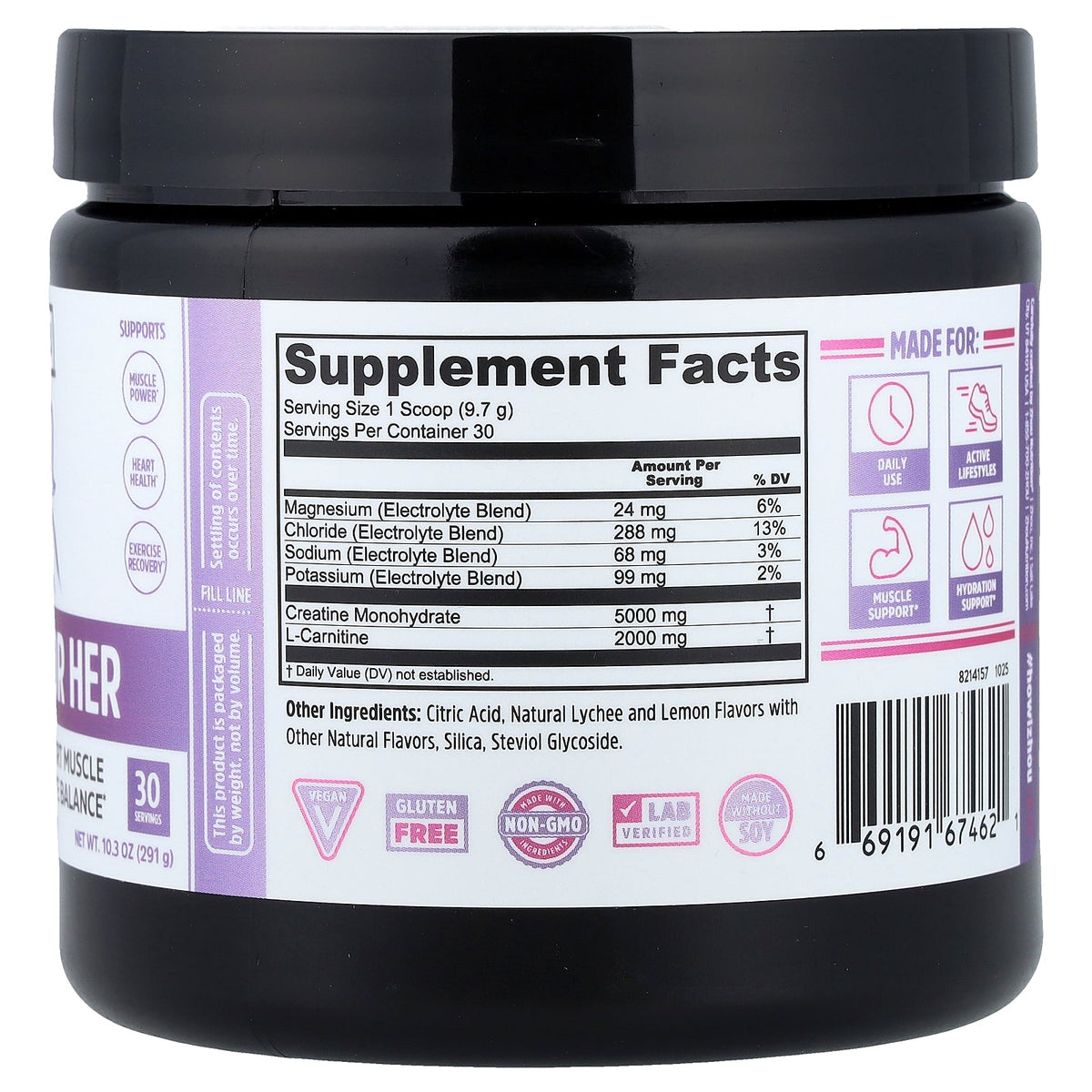 Zhou Nutrition, Creatine For Her, Lychee Lemon, 10.3 oz (291 g)