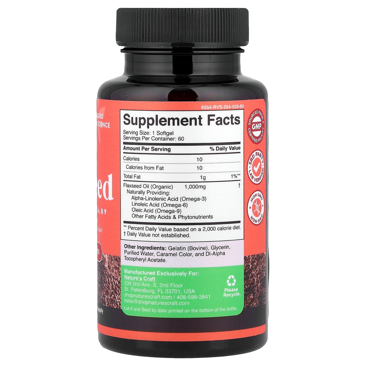 Nature's Craft, Flaxseed, 60 Softgels (1,000 mg per Softgel)
