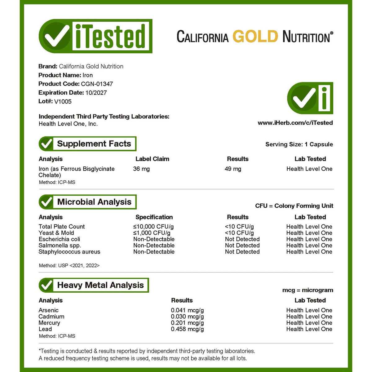 California Gold Nutrition, Ferrochel® Iron (Bisglycinate), 36 mg, 90 Veggie Capsules
